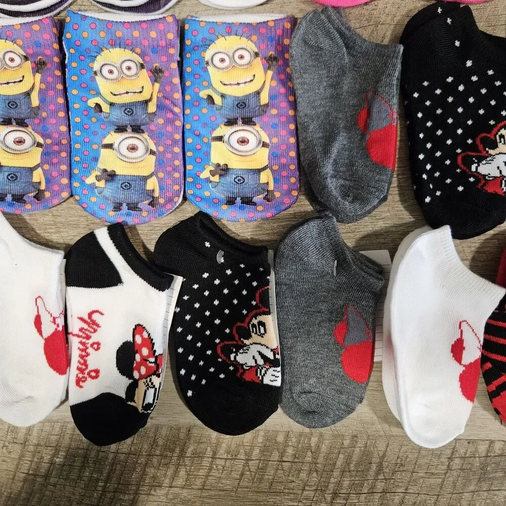 Girl Socks *SAMPLES* 21 Pairs Size 2-4 years Disney Minions Hello Kitty Dora